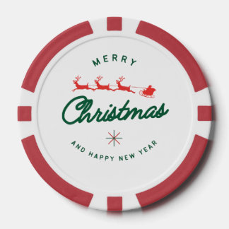 Prettig kerstfeest en gelukkig nieuwjaar poker chips