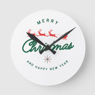 Prettig kerstfeest en gelukkig nieuwjaar ronde klok