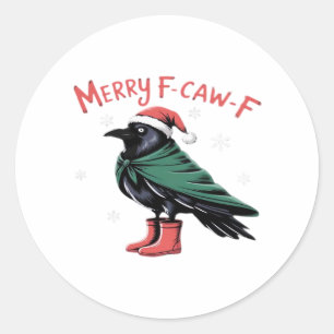 Prettig kerstfeest F Caw F Vintage klassieke stijl Ronde Sticker