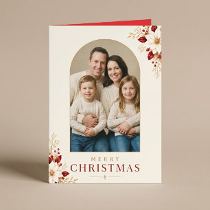 Prettig kerstfeest familie foto bloemrijke Kerstmi Kaart