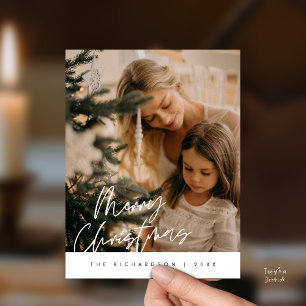 Prettig kerstfeest familie foto elegante typografi briefkaart