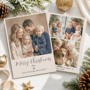 Prettig kerstfeest familie foto modern elegant feestdagenkaart