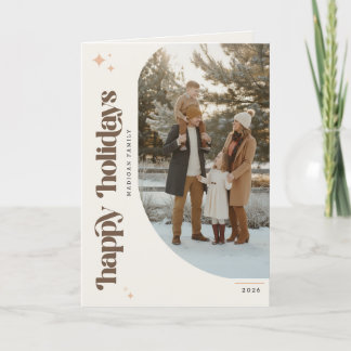 Prettig Kerstfeest Familie Foto Retro Kerstmis Feestdagen Kaart
