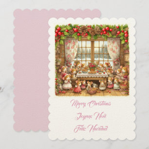 Prettig kerstfeest familie muizen illustratie kaart