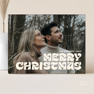 Prettig kerstfeest familiefoto, stijlvol elegant c briefkaart