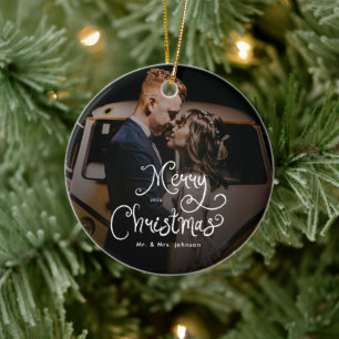 Prettig kerstfeest Fantasievol Schrift Aangepaste Keramisch Ornament