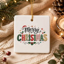 Prettig kerstfeest Festieve typografie keramiek 