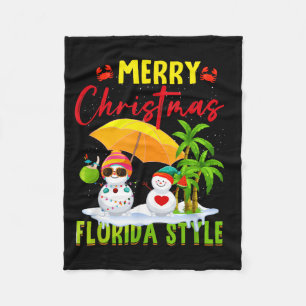 Prettig kerstfeest Florida stijl sneeuwman zomer Fleece Deken