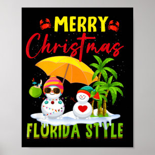 Prettig kerstfeest Florida stijl sneeuwman zomer Poster