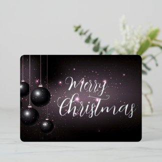 Prettig kerstfeest fonkelende zwarte kerstballen folie feestdagenkaart