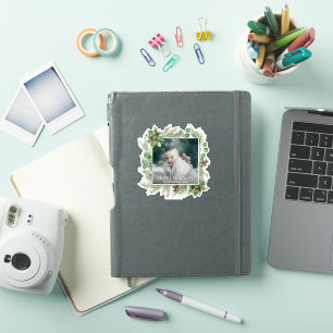 Prettig Kerstfeest Foto Krans Groen Kerstmis Sticker
