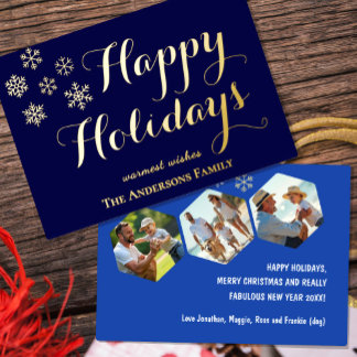 Prettig kerstfeest, Foto Navyblauw Foliekaart Folie Feestdagenkaart
