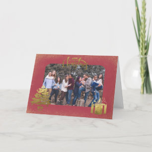 Prettig kerstfeest foto van onze familie voor jou feestdagen kaart