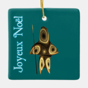 Prettig Kerstfeest - Fractale Inuit-jager Keramisch Ornament