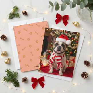 Prettig Kerstfeest Franse Bulldog Kerstmis Feestdagenkaart
