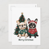 Prettig kerstfeest Franse Bulldoggen Feestdagenkaart (Voorkant / Achterkant)
