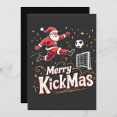 Prettig Kerstfeest Funny Santa Claus Voetbalfans Kaart (Voorkant / Achterkant)