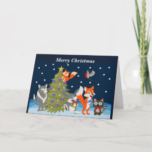 Prettig kerstfeest Geanimeerde dieren Feestdagen Kaart