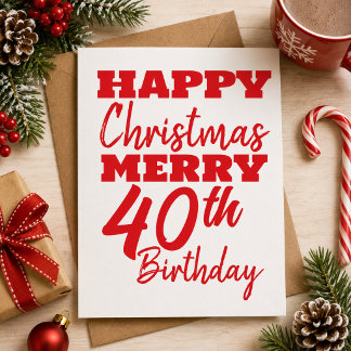 Prettig Kerstfeest Gefeliciteerd 40e Verjaardag Kl Bedankkaart