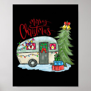 Prettig kerstfeest Gelukkig kampeerder Leuk kampee Poster