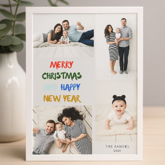 Prettig Kerstfeest & Gelukkig Nieuwjaar 4 Foto's A Feestdagenkaart