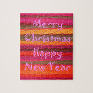 Prettig kerstfeest Gelukkig nieuwjaar Kleur Ontwer Legpuzzel