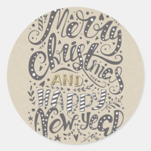 PRETTIG KERSTFEEST GELUKKIG NIEUWJAAR Rustig Kerst Ronde Sticker
