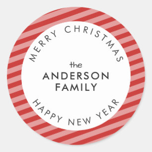 Prettig Kerstfeest Gelukkig Nieuwjaar Uw Naam Ronde Sticker