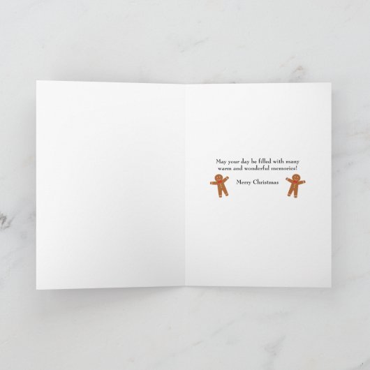 Prettig kerstfeest, gemberkoekmannetje en warme ch feestdagen kaart (Binnen)