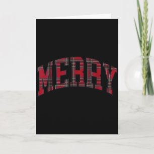 Prettig kerstfeest geruite Tartan Varsity bloklett Kaart