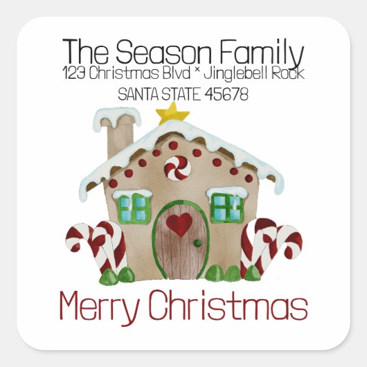 Prettig kerstfeest Gingbreadhuis Envelope zegel (Voorkant)
