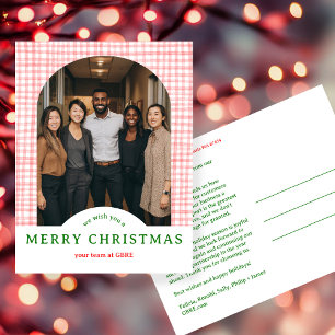 PRETTIG KERSTFEEST Gingham Boog FOTO Zakelijk Kers Briefkaart