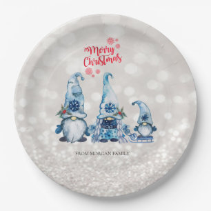 Prettig kerstfeest,Glitter Bokeh,Cute Blauwe Kabou Papieren Bordje