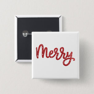 Prettig kerstfeest Glitter Vakantie Vierkante Button 5,1 Cm