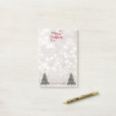 Prettig kerstfeest,Glitterende Bokeh ,Dennenbomen Post-it® Notes (Op bureau)