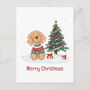 Prettig kerstfeest Goldendoodle hond Feestdagenkaart