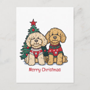Prettig kerstfeest Goldendoodle honden Feestdagenkaart