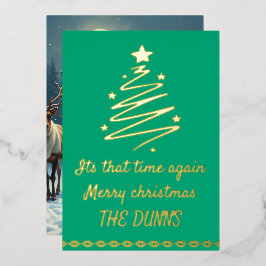 Prettig kerstfeest goud en groen personaliseren folie feestdagenkaart