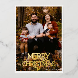 Prettig kerstfeest Goud folie Zwart & Witte Streep Folie Uitnodiging