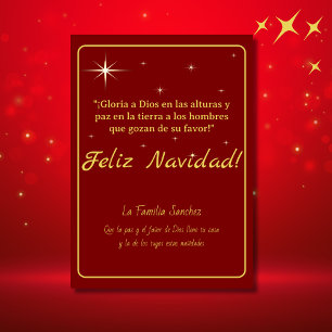 Prettig Kerstfeest Goud & Rood Lukas 2:14 Vers Feestdagenkaart