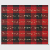 Prettig kerstfeest Goud Schrift Rood Buffalo Rutge Cadeaupapier (Vlak)
