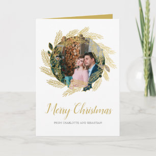 Prettig kerstfeest Gouden Hulst Bes Kroon Foto Kaart