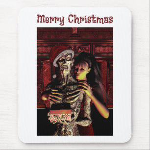 Prettig kerstfeest. Grappig skelet met vrouw Muismat