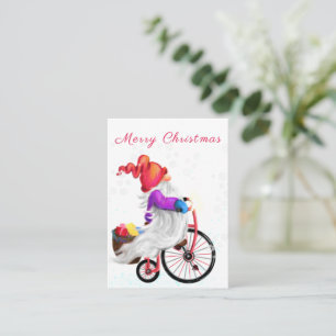 Prettig kerstfeest - Grappige Gnome met fiets en c Notitiekaartje