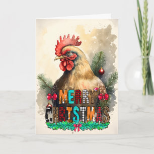 Prettig kerstfeest Grappige Kip Kaart
