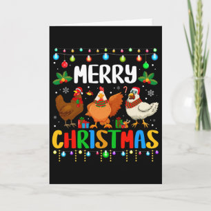 Prettig kerstfeest Grappige kip Kerstman Hoed Lich Kaart