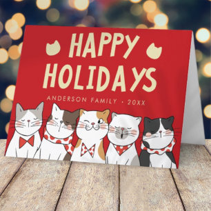 Prettig Kerstfeest Grappige Moppige Katten Kerstli Feestdagen Kaart