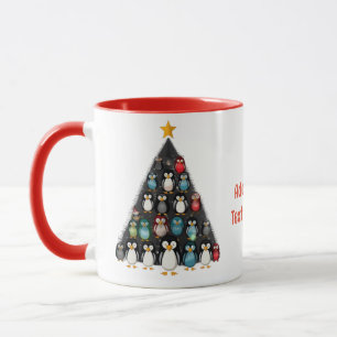 Prettig kerstfeest Grappige Pinguïn Boom Rood Mok