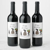 Prettig kerstfeest Grappige Pinguïn Kerstmis Wijn Etiket (Flessen)
