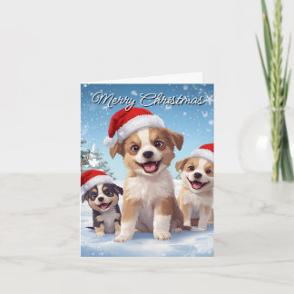 Prettig kerstfeest Grappige Puppy Kerstkaart Feestdagen Kaart